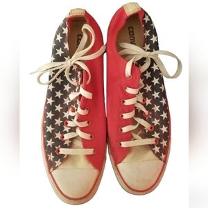 Womens patriotic American Flag Converse Sneakers womens size 10 mens 8